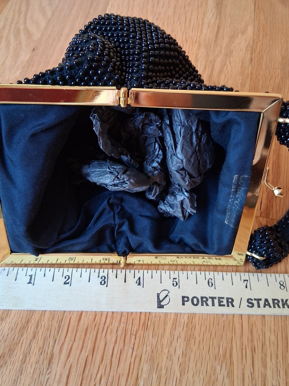 Vintage Corde Bead Women's Black Handbag with Gold Clasp - Picture 9 of 9